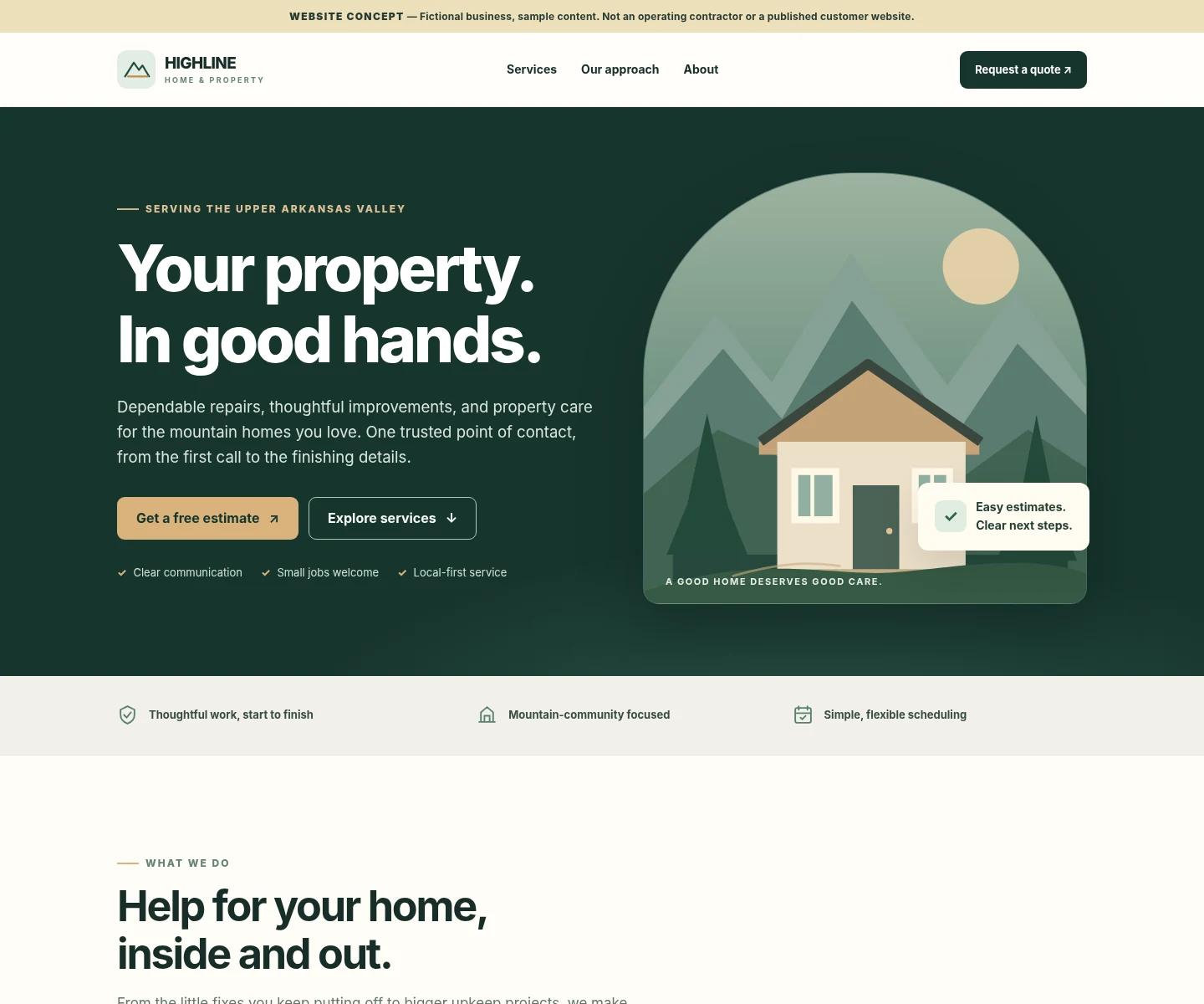 Preview of a fictional local home services website built by DropVera Web Studio
